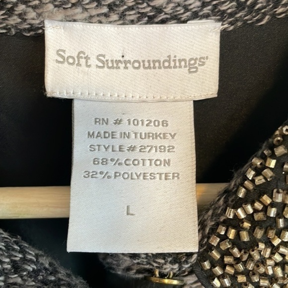 SOFT Surroundings Knit‎ Button Down Cardigan Women’s Size Large Beaded Gray - Picture 5 of 6